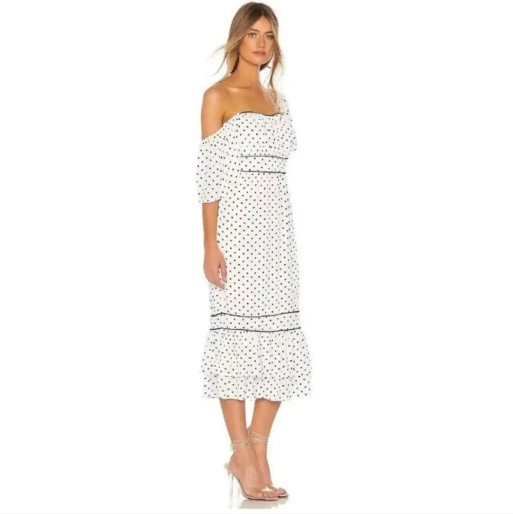 Revolve Alba Lovers and Friends polkadot white dress S